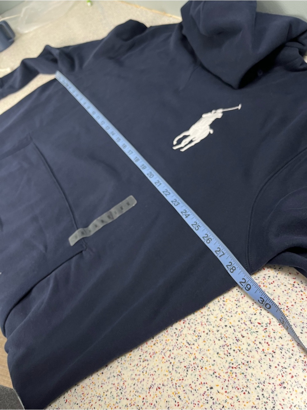 Polo Ralph Lauren Big Pony Logo Pullover Fleece Hoodie Navy White Size 2XB NWOT - Picture 8 of 10